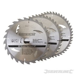 TCT Circular Saw Blades 24, 40, 48T 3pk - 230 x 30 - 25, 20, 16mm rings