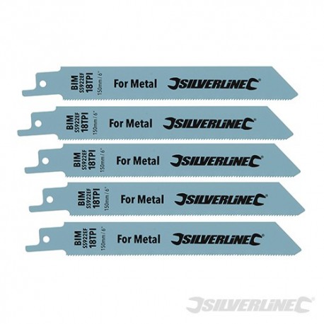 Recip Saw Blades for Metal 5pk - Bi-Metal - 18tpi - 150mm