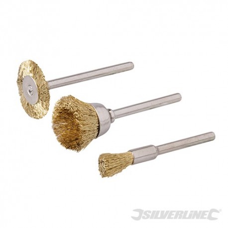 Rotary Tool Brass Wire Brush Set 3pce - 5, 15, 20mm Dia