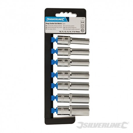 Sada 1/2" metrických hlavic, prodloužených - 7 dílů - 10 - 19mm