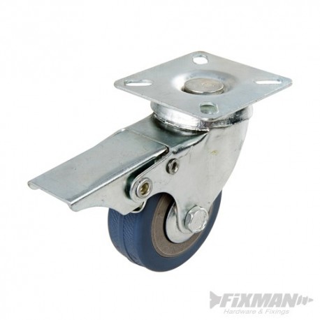 Kólko skretne gumowe z hamulcem - 50 mm 50 kg