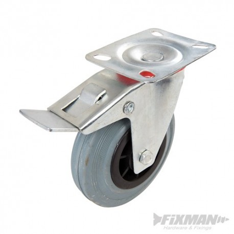 Kólko skretne gumowe z hamulcem - 125 mm 100 kg