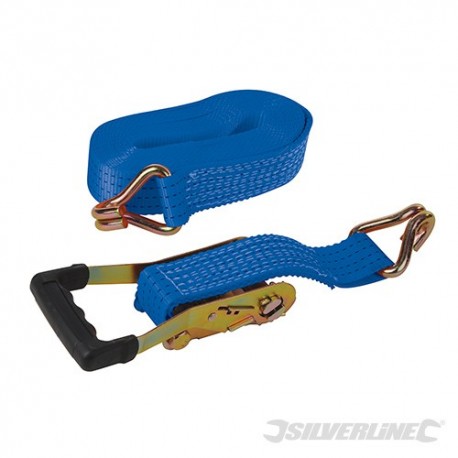 Pas transportowy z gumowym uchwytem zapadki i hakiem J, 6 m x 38 mm - Mierzone 750 kg, udzwig 2000 kg