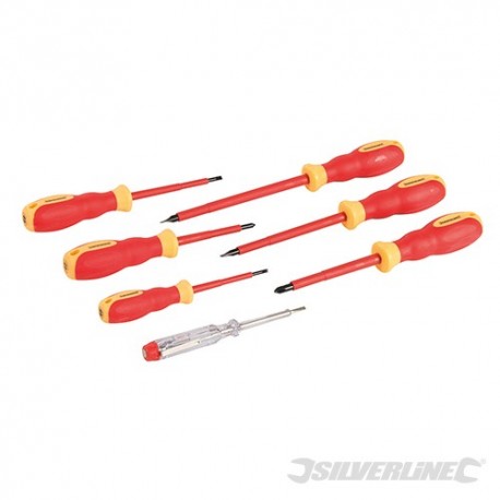 VDE Soft-Grip Electricians Screwdriver Set Slotted - 7pce